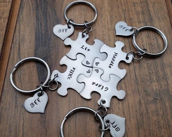 BFF Puzzle Piece Keychains, Personalized Best Friend Keychains, Family Gifts, Sister Gifts