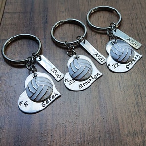 Volleyball Gift for Girls  - Volleyball Keychain - Hand Stamped Personalized Volleyball Gift - Volleyball Senior Gifts