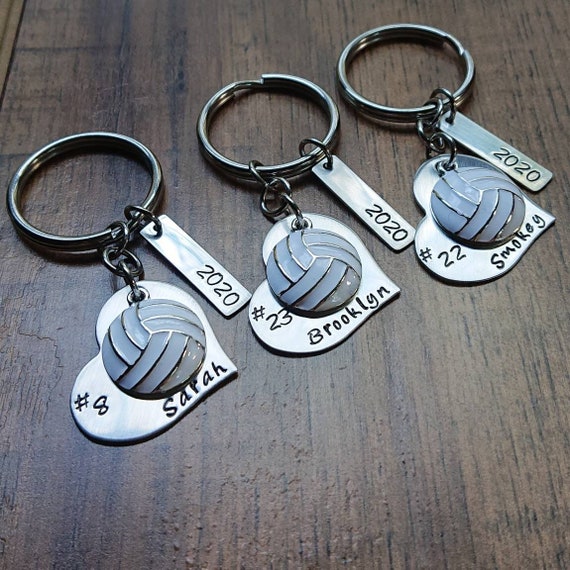 Personalized VOLLEYBALL Keychains, Bulk Options, Senior Gifts