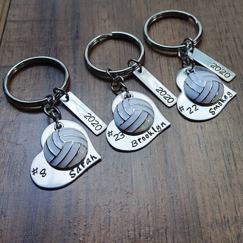 Hand Stamped Volleyball Team Keychains Girls Volleyball Etsy