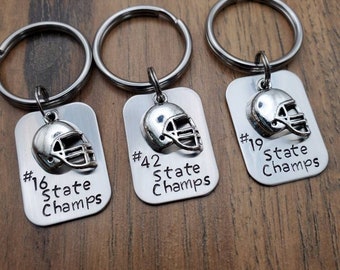 Football Team Gifts - Football Keychain - Hand Stamped Personalized Keychain - Football Gifts - Football Senior Night Gifts
