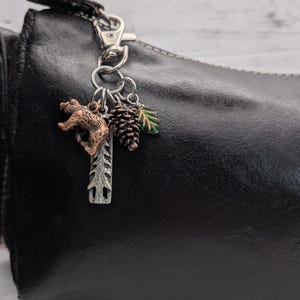 Bear Purse Charm / Bear Keychain / Leaf Pine Cone Mountain Themed Gifts image 9