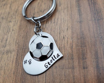 Hand Stamped Personalized Soccer Keychain - Girls Soccer Gift - Soccer Gifts - Soccer Team Gift - Senior Night Gift