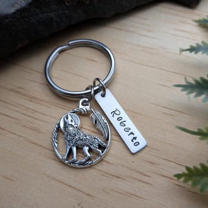Wolf Keychain, Wolf Gift, Personalized Wilderness Charm Key Ring, Bag Charm