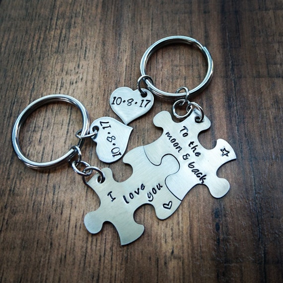 I Love You to the Moon and Back Keychain, Anniversary Gift for Him