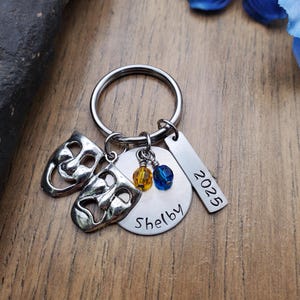 Personalized Drama Keychain, Theater Gifts, Drama Gift for Seniors