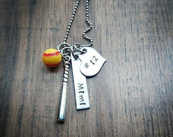 Softball Gifts, Softball Mom, Softball Necklace, Softball Team Gifts, Hand Stamped Personalized