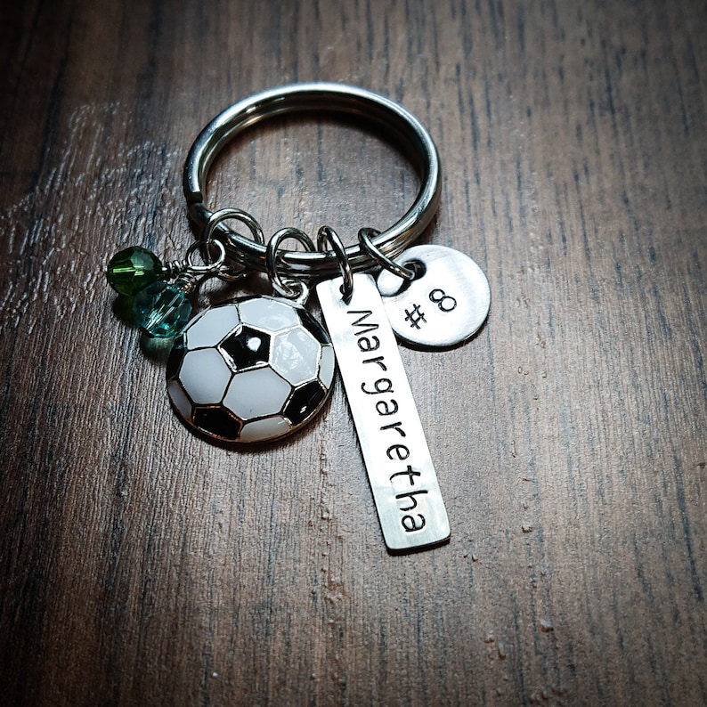 Hand Stamped Personalized Soccer Keychain Soccer Team Gift Etsy