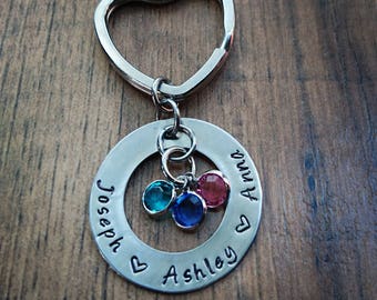 Gift for Mom, Nana Birthstone Keychain, Personalized Mothers Day Gifts