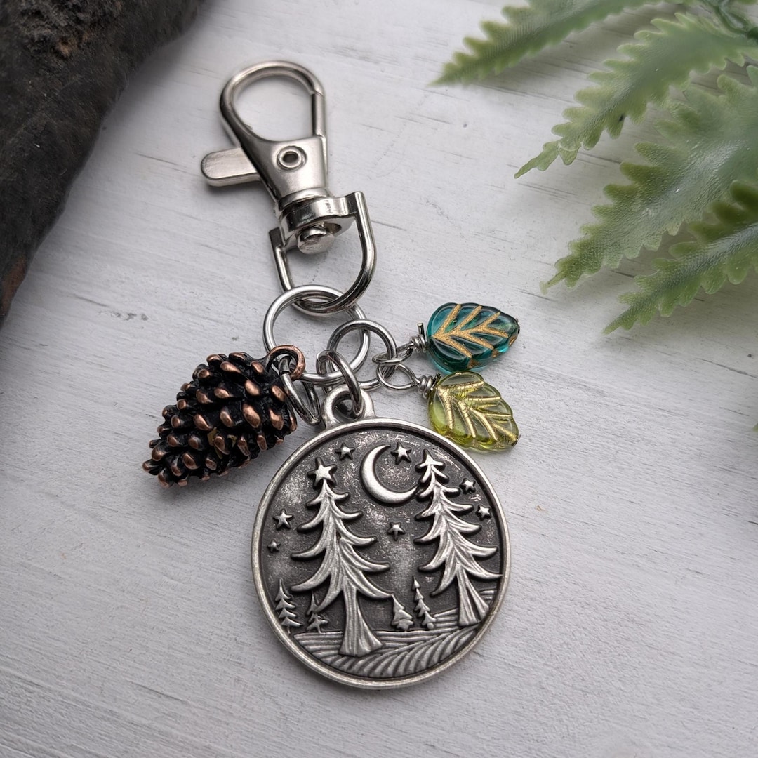 Mountain Trees Keychain / Purse Bag Charm / Nature Themed Gifts ...