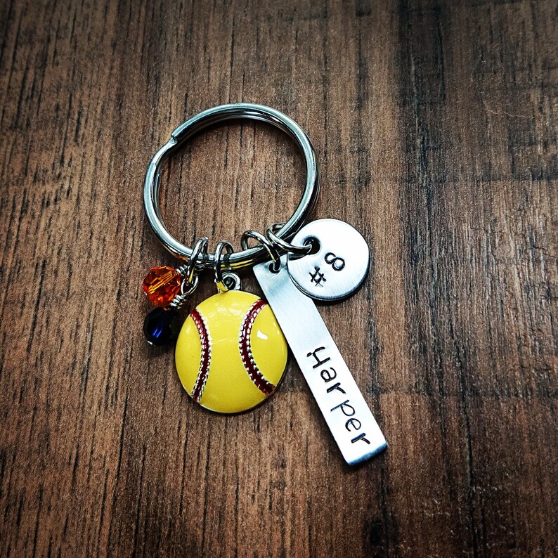 Softball Gifts Softball Keychain Senior Gifts Hand Etsy