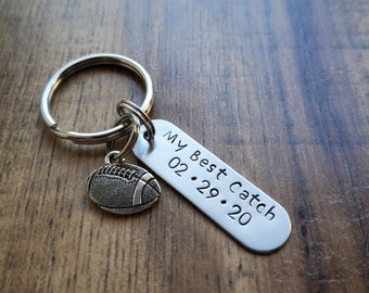 My Best Catch Keychain, Anniversary Gift, Boyfriend Gift, Football Keychain