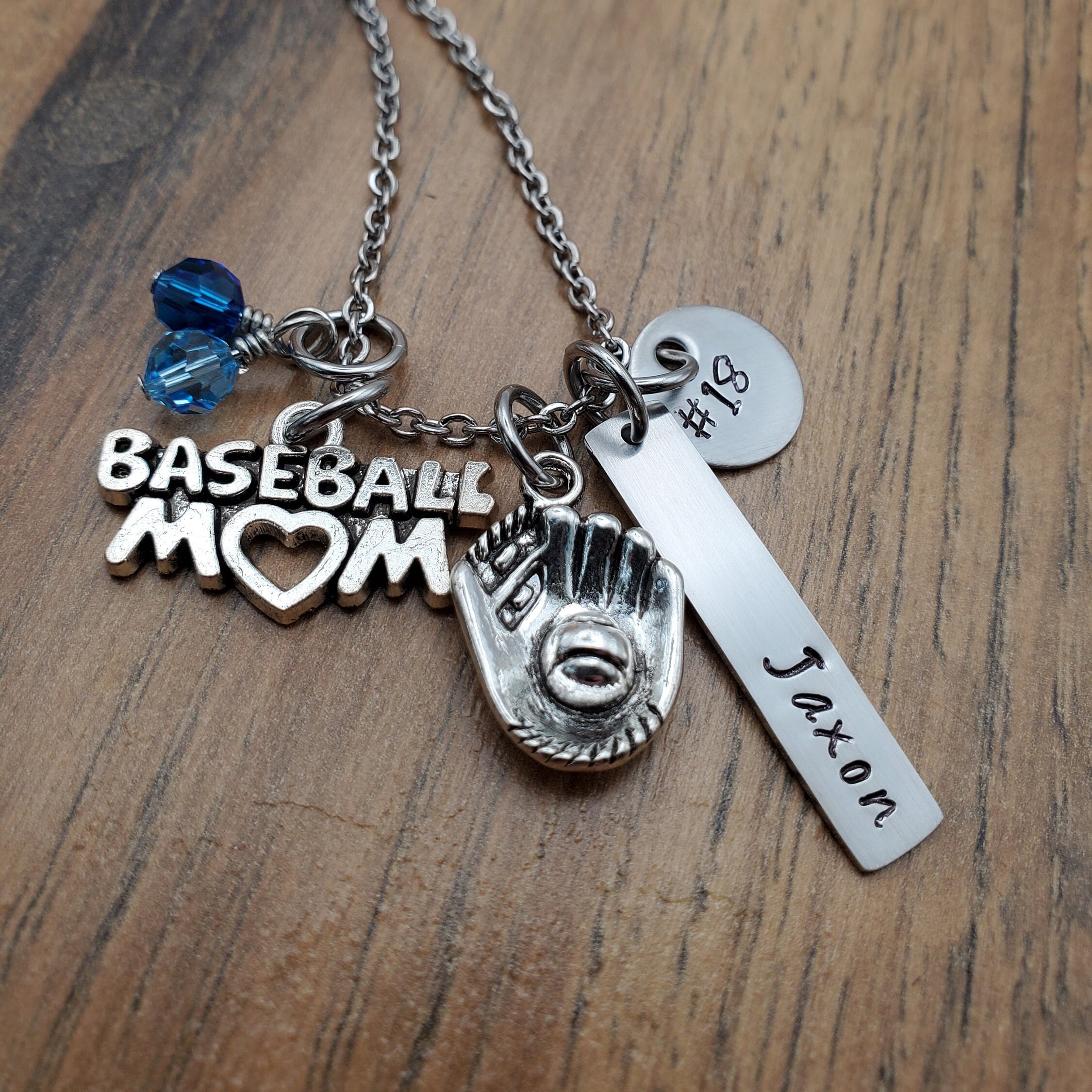 Baseball Mom Necklace Senior Team Mom Gift Hand Stamped Personalized Baseball Jewelry Etsy