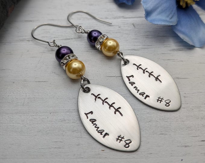 Custom Football Earrings, Personalized Football Mom Gifts, Football Jewelry