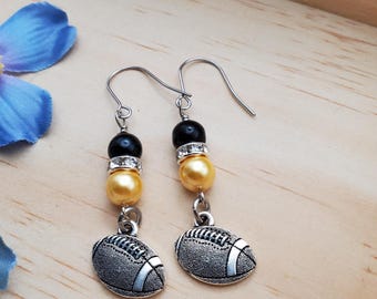 Football Earrings, Football Mom Gifts, Football Jewelry Bling, Team Colors