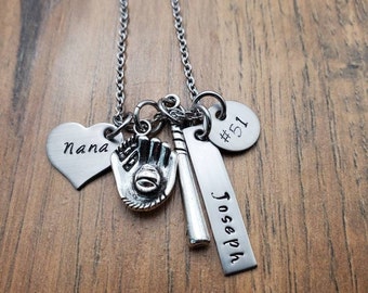 Baseball Grandma Necklace, Nana Gift, Personalized Baseball Mom Necklace