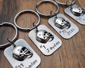 Hand Stamped Personalized Football Keychain  - Football Team Gifts - Football Senior Gifts - Football Senior Night Gift Ideas