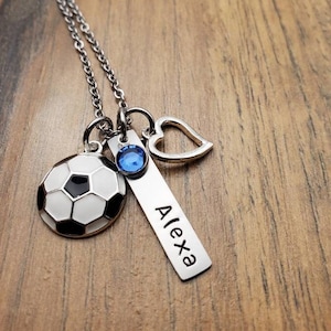 Girls Soccer Necklace, Personalized Soccer Gift, Soccer Team Gift Ideas, Birthstone Necklace
