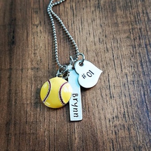 Personalized Softball Necklace - Softball Team Gift - Softball Senior Gift -  Softball gifts - Girls Softball Gift -