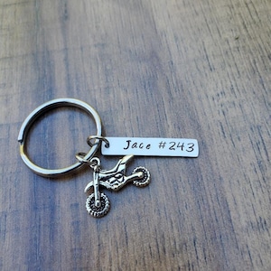Motocross Keychain, Personalized Motocross Gifts, Dirt Bike Keychain
