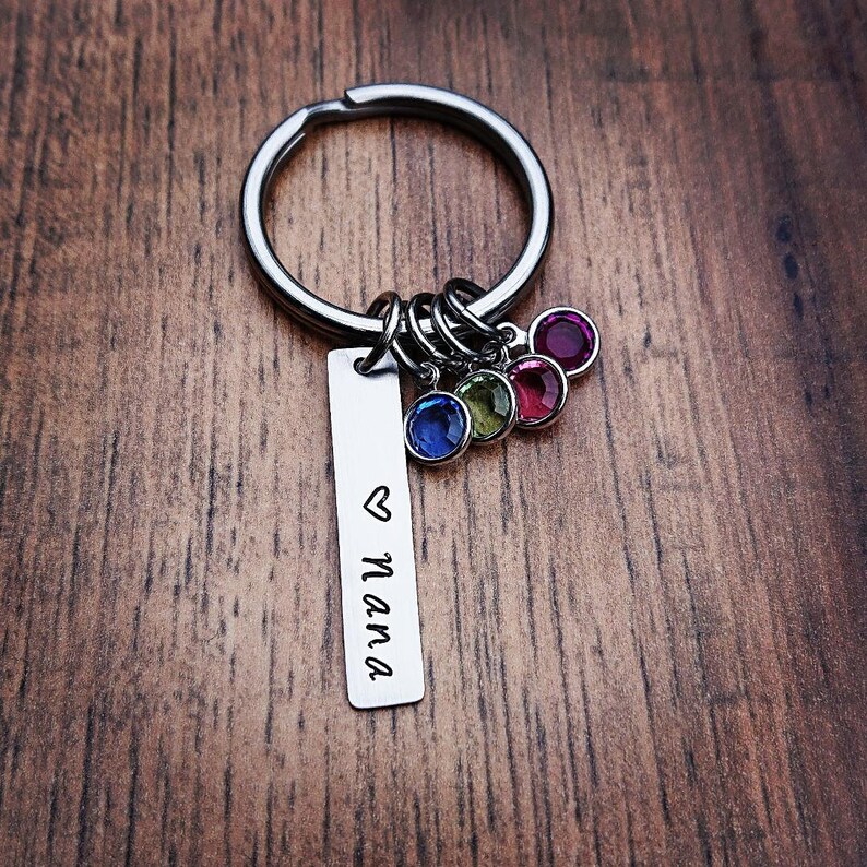 Birthstone Keychain Nana Keychain Grandma Keychain Gift for Grandma Gifts for Nana Hand Stamped Personalized Nana Gifts image 3