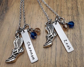 Hand Stamped Personalized Track and Field Necklace, Track and Field Gifts, Gift for a Runner, Senior Night Gift Ideas