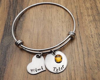 Personalized Mimi Bracelet, Mothers Day Gift, Mimi Gift, Kid Name and Birthstone