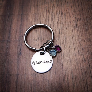Grandma Keychain - Gift for Grandma - Gifts for Nana - Hand Stamped Personalized - Nana Gifts - Birthstone Keychain - Nana Keychain