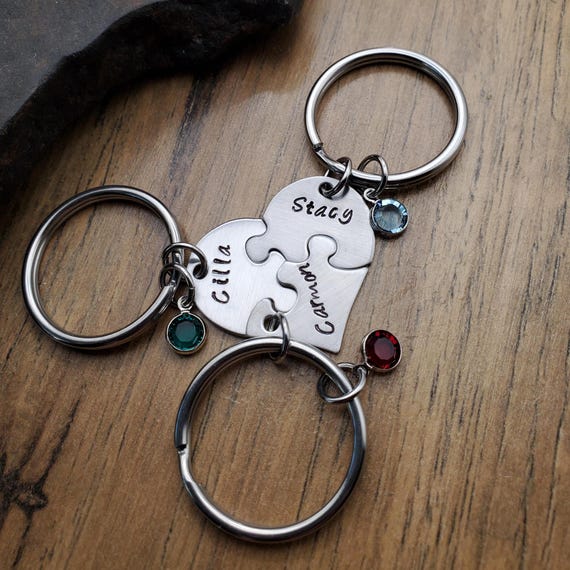 Hand Stamped Personalized Best Friend Puzzle Piece Keychains