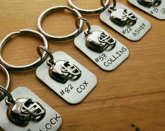 Hand Stamped Personalized Football Keychain  - Football Team Gifts - Football Senior Gifts - Football Senior Night Gift Ideas
