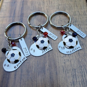 Soccer Gift for Girls, Soccer Keychain, Soccer Gift, Soccer Team Gifts, Soccer Senior Night Gift, Hand Stamped Personalized