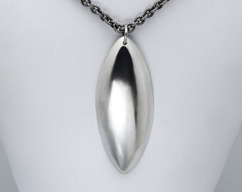 Long Sterling Silver Elongated High Polished Dome Tribal Pendant