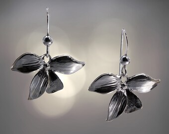 Sterling Silver Multi Leaf Minimalist Dangle Charm Earrings