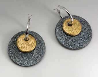 Sterling Silver Polymer Clay Two-toned Hoop Earrings