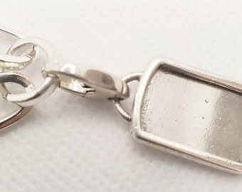 Rectangle photo charm sterling silver link bracelet