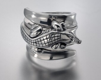 BARRY KIESELSTEIN CORD Alligator Wide Band Ring with Diamond Eyes Size 6