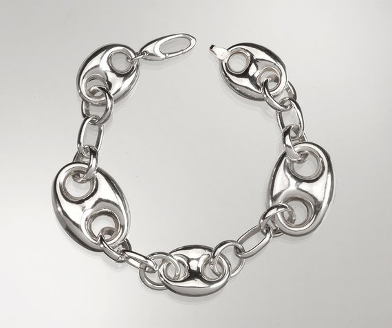 Italian Sterling Silver Designer Marine & Rolo Li… - image 1