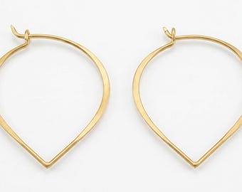 Hammered Sterling Silver Gold Plated Minimalist Hoop Earrings