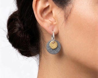 Sterling Silver Polymer Clay Two-toned Hoop Earrings
