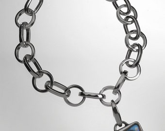 Sterling Silver Square Photo Charm Pendant & Bracelet