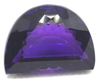 African Amethyst Gemstone Half Round 55.5 CTS