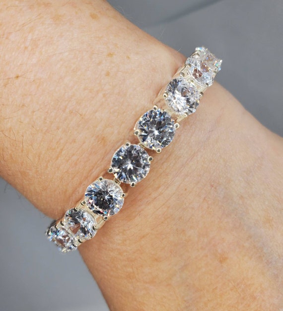 Sterling Silver Rhodium 7" 8mm CZ Tennis Bracelet