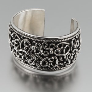 Navajo Juan Willie Sterling Silver Wide Heavy Cuff Bracelet