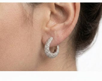 925 Sterling silver and pavé CZ teardrop swirl earrings