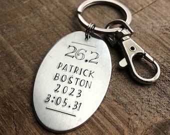 Marathon Keychain, Marathon Runner Gifts, Boston Marathon, Chicago Marathon, Half Marathon Gifts, Personalized, 26.2, 13.1, 5K, 10K