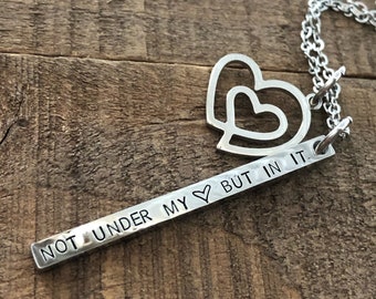 Hearts and Ovals Long Necklace Adoption Foster Care Orphanage Support 36 Born In Your Heart Elegant Necklace Double Heart Long Necklace