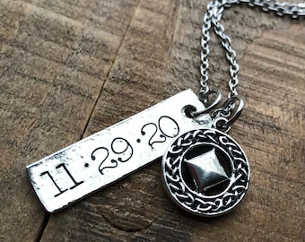NA Necklace, Sobriety Necklace, Recovery Gift, Sobriety Gift, Narcotics Recovery Jewelry, Sober Date, NA Symbol Gift, Personalized Recovery