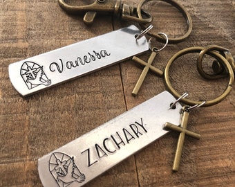 Confirmation Keychain, Confirmation Gift, Cross Key Chain, RCIA Gift, Holy Spirit, Personalized Cross, Gifts for Him, Gifts for Her