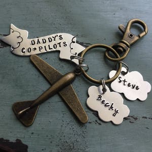 Airplane Keychain, Copilot Keychain, Pilot Keychain, Gift for Pilot, Female Pilot Gift, Cloud Keychain, Father's Day Gift, Personalized image 5