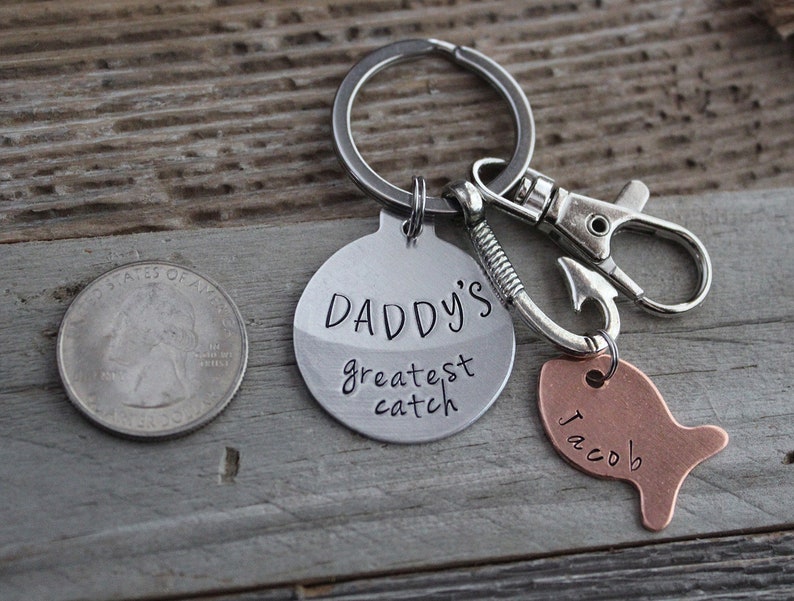 Fish Keychain Fishing Keychain Personalized Fishing Gift Etsy